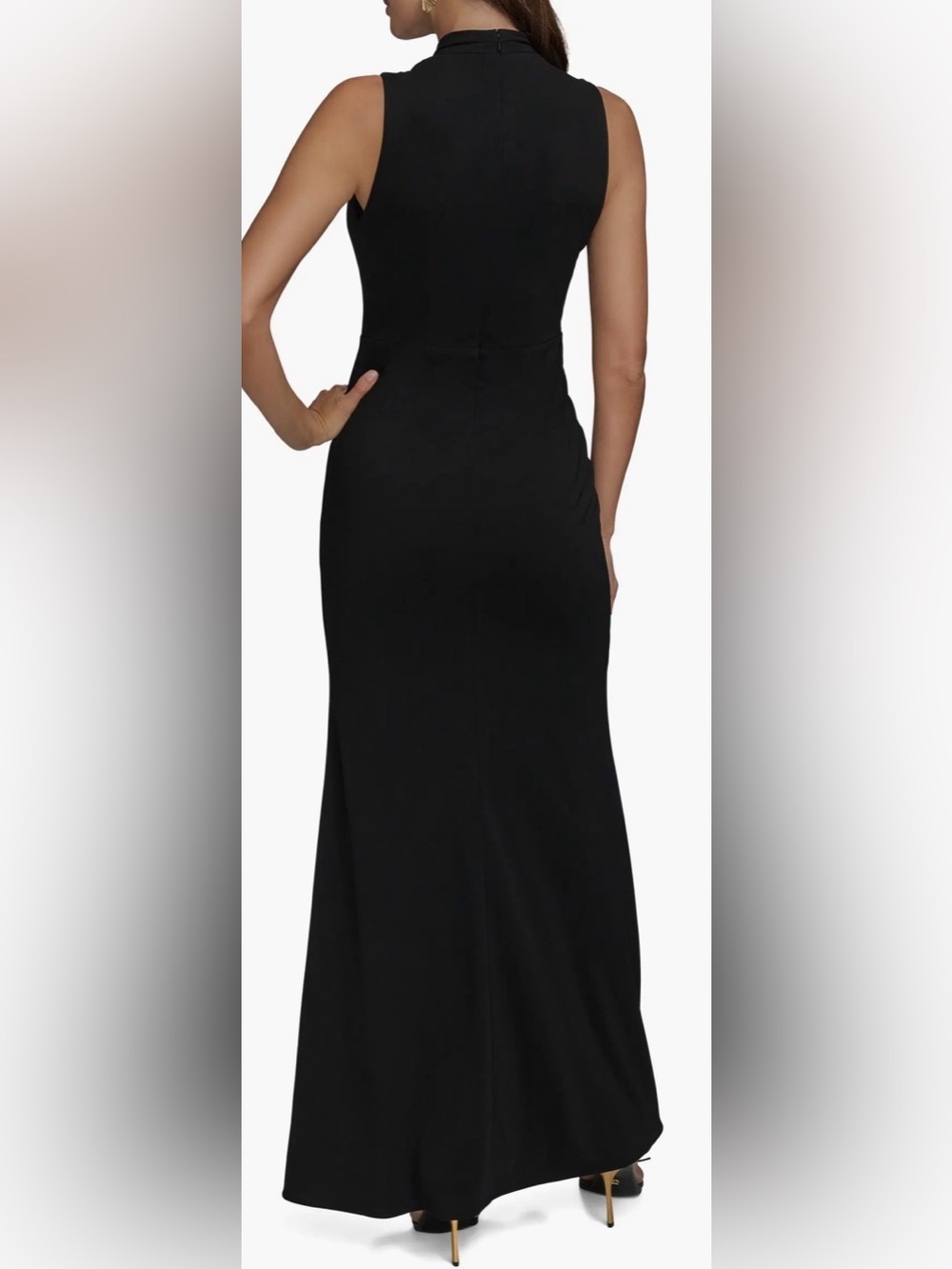 NEW Donna Karan New York Filament Jersey Wrap-Style Cocktail Black Dress Sz 6 - Picture 2 of 12